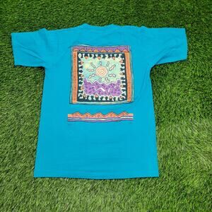 Vintage 1990 Aztec Sunset Art Shirt Medium 18x25 Native-American